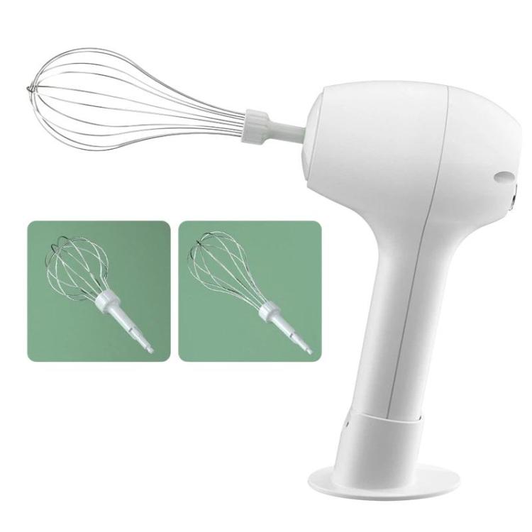 Wireless Electric Egg Whisk With Base Handheld Mini Multifunctional Milk Frother, Spec: Dual-Head White