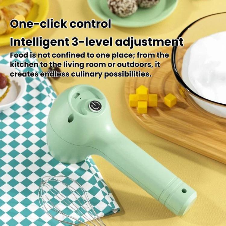 Wireless Electric Egg Whisk With Base Handheld Mini Multifunctional Milk Frother, Spec: Dual-Head White
