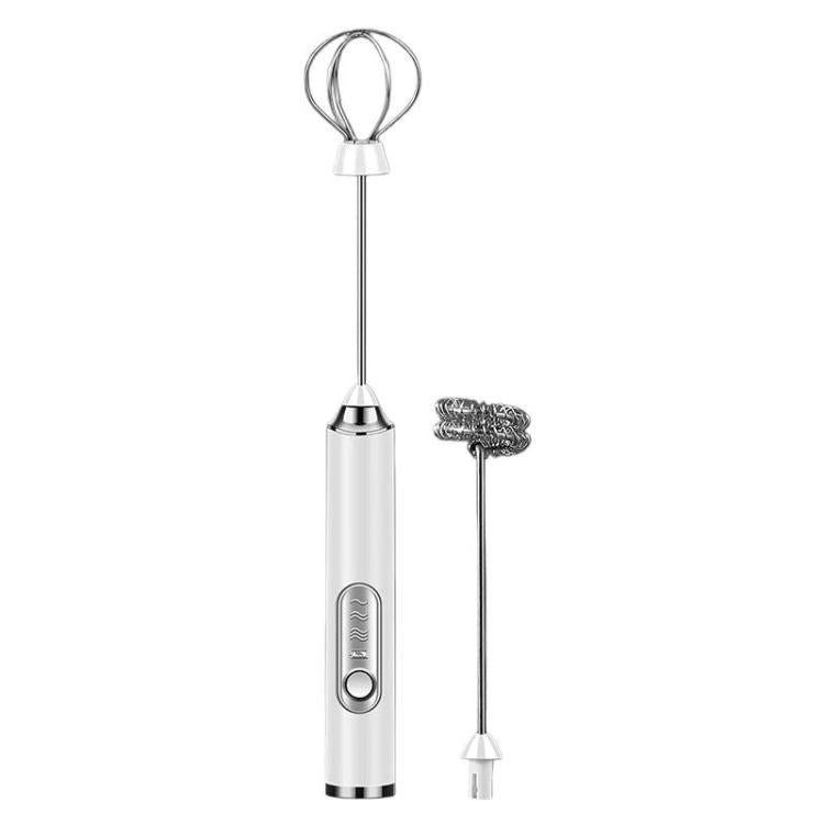 Wireless Handheld Electric Egg Whisk Milk & Coffee Frother, Spec: Dual-Head White