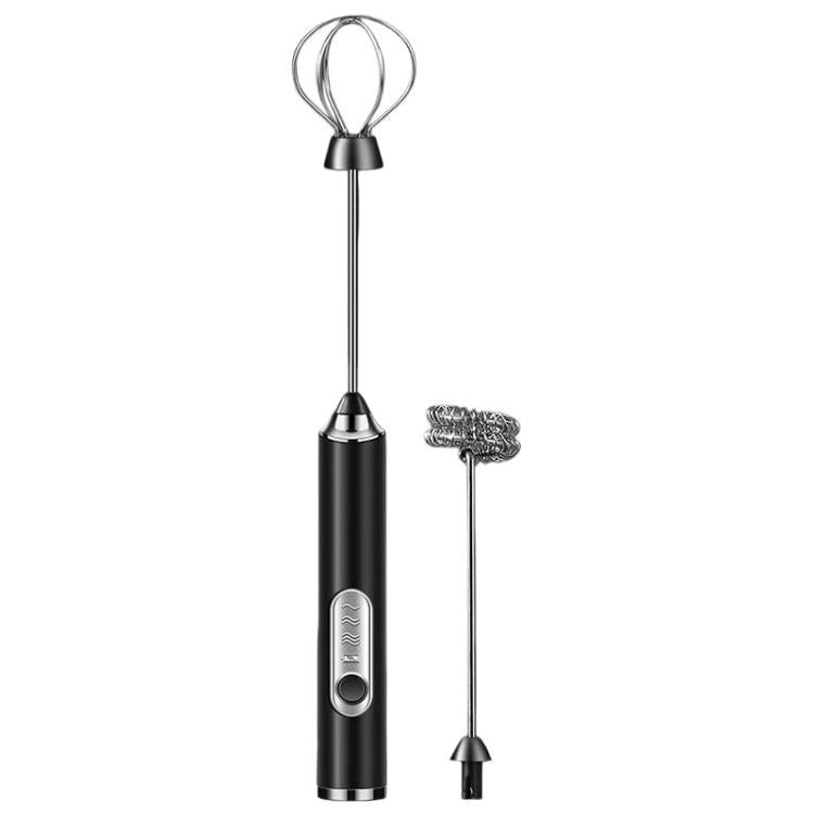 Wireless Handheld Electric Egg Whisk Milk & Coffee Frother, Spec: Dual-Head Black
