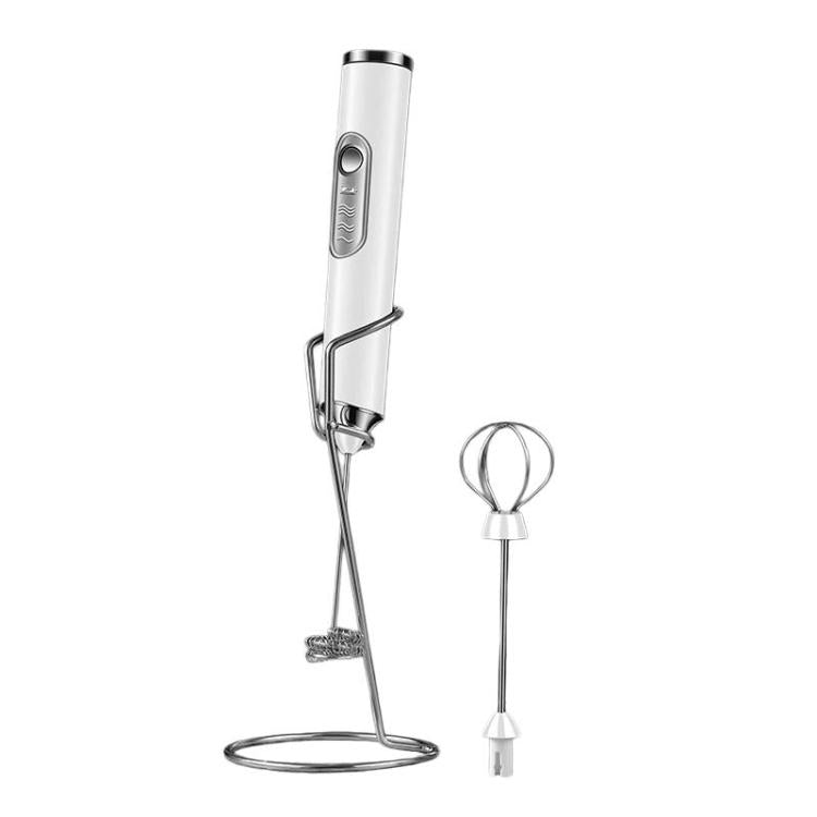 Wireless Handheld Electric Egg Whisk Milk & Coffee Frother, Spec: Dual-Head With Bracket White
