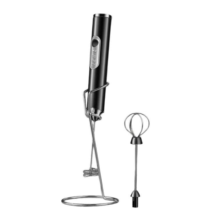 Wireless Handheld Electric Egg Whisk Milk & Coffee Frother, Spec: Dual-Head With Bracket Black