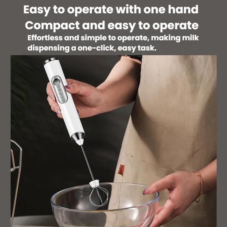 Wireless Handheld Electric Egg Whisk Milk & Coffee Frother, Spec: Dual-Head With Bracket White