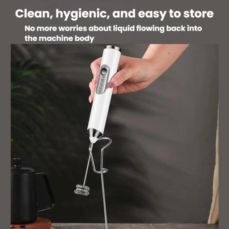 Wireless Handheld Electric Egg Whisk Milk & Coffee Frother, Spec: Dual-Head With Bracket Black