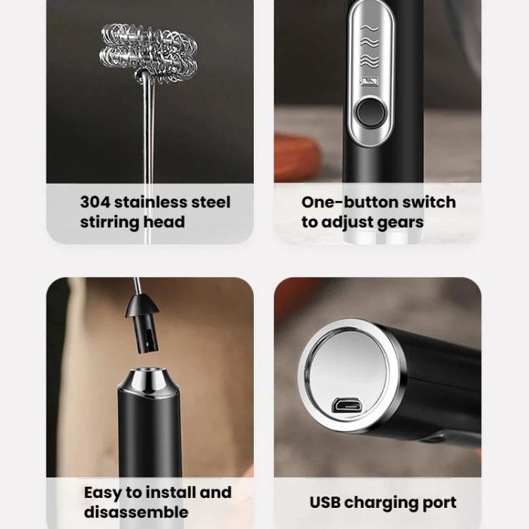Wireless Handheld Electric Egg Whisk Milk & Coffee Frother, Spec: Dual-Head White