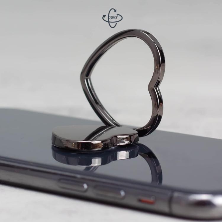 360 Degree Rotating Metal Heart-Shaped Phone Holder with Ring Buckle