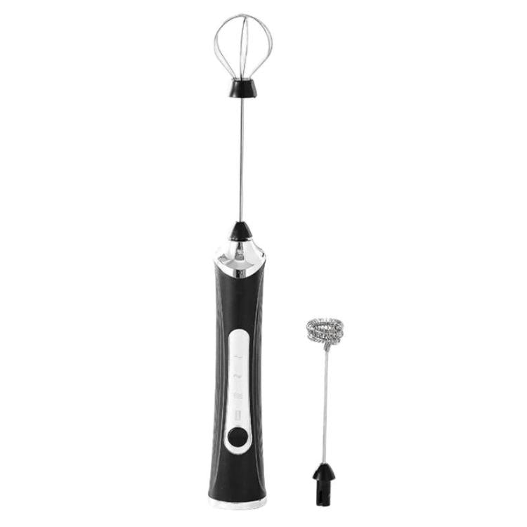 Household Handheld Mini Electric Milk Frother 3-Speed Rechargeable Egg Whisk, Spec: Dual-Head Black