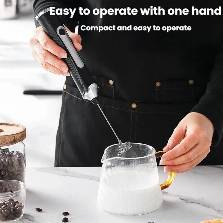 Household Handheld Mini Electric Milk Frother 3-Speed Rechargeable Egg Whisk, Spec: Dual-Head White