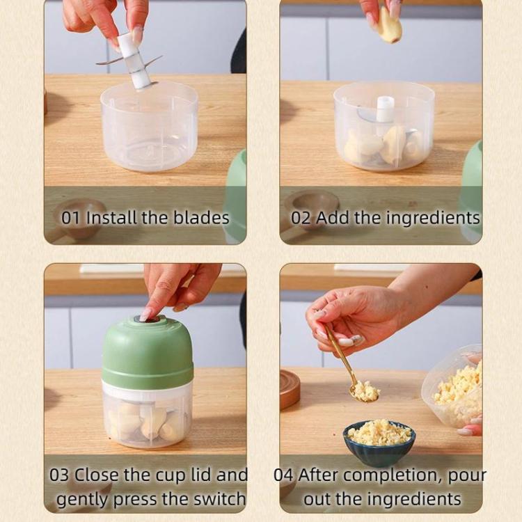 100ml 2-Blade Wireless Electric Food Chopper Rechargeable Mini Food Processor for Garlic, Meat, Baby Food Pink