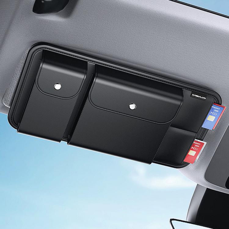 KABULUN Multifunctional Car Sun Visor Storage Glasses Holder Driver License Holder - Black