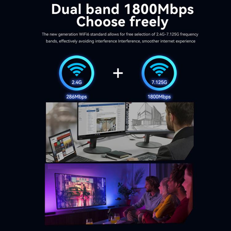 VegGieg 2 In 1 Desktop Gigabit PCIe Wireless Network Adapter - AX1800 PCI-E to WIFI 6 + Bluetooth 5.2/5dB