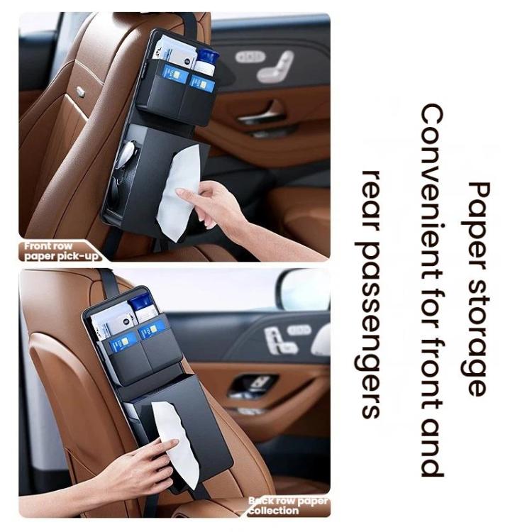 Multifunctional Tissue Box Storage Bag For Car Seats - Black