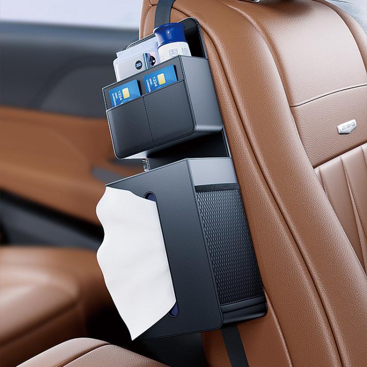 Multifunctional Tissue Box Storage Bag For Car Seats - Black