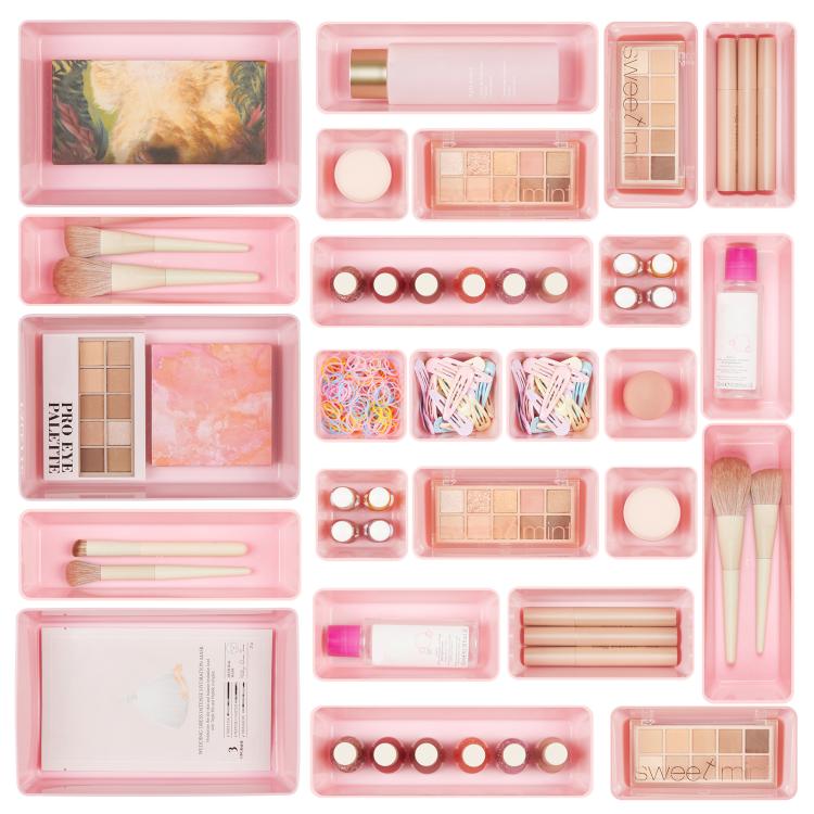 25pcs /Set Drawer Organizer Boxes Stationery Cosmetics Miscellaneous Storage Sorting Combo Sets