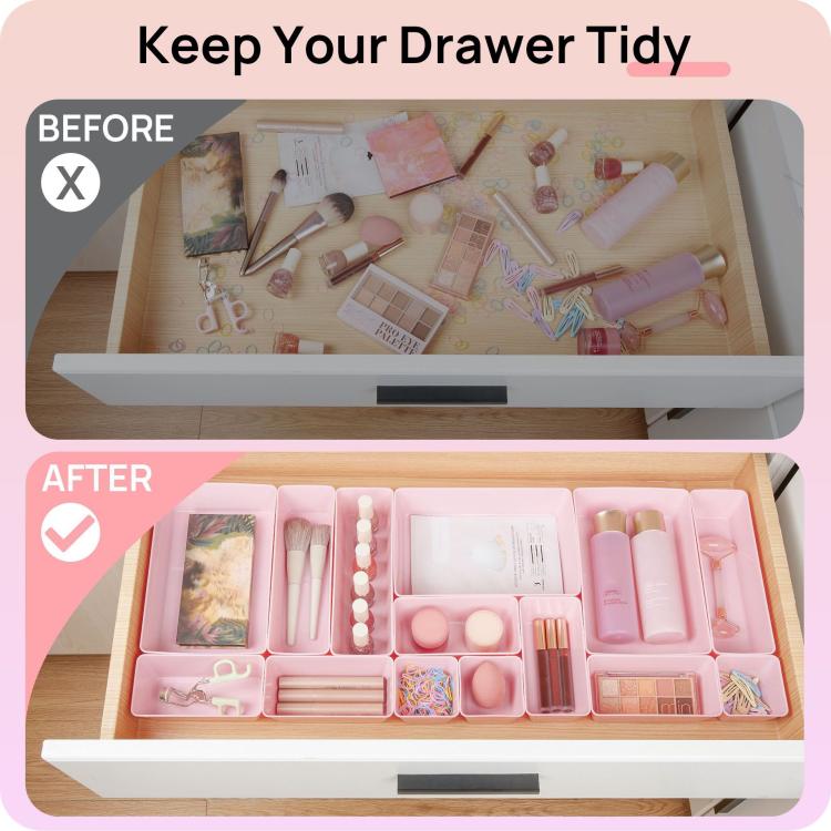 25pcs /Set Drawer Organizer Boxes Stationery Cosmetics Miscellaneous Storage Sorting Combo Sets