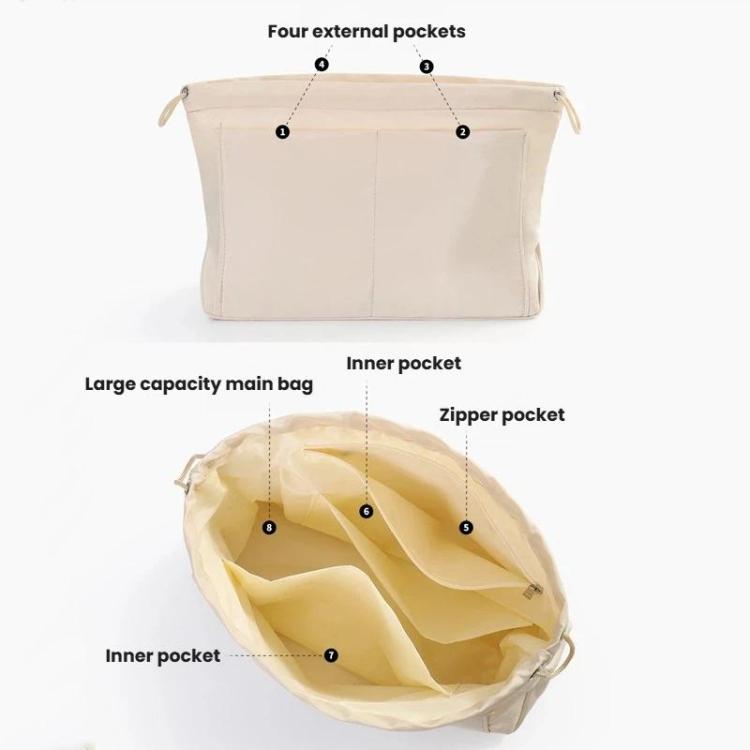 Mini Insert Bag Organizer Makeup Pouch Small Internal Divider Insert For Handbags, Totes, Size: L Black