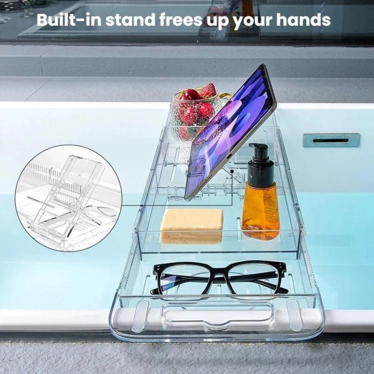Extendable Foldable Bathtub Shelf Bathroom Storage Shelf - Transparent
