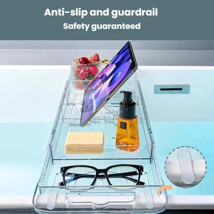 Extendable Foldable Bathtub Shelf Bathroom Storage Shelf - Transparent