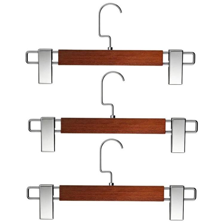 3pcs Household Non-Marking Wooden Pants Hanger Non-Slip Adjustable Hanger For Skirts, Pants, Scarves