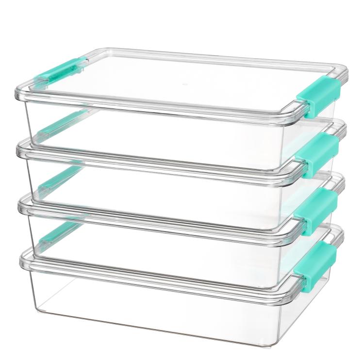 4pcs Transparent Stackable Storage Boxes With Lids Dustproof Plastic Toy Sorting Organizers