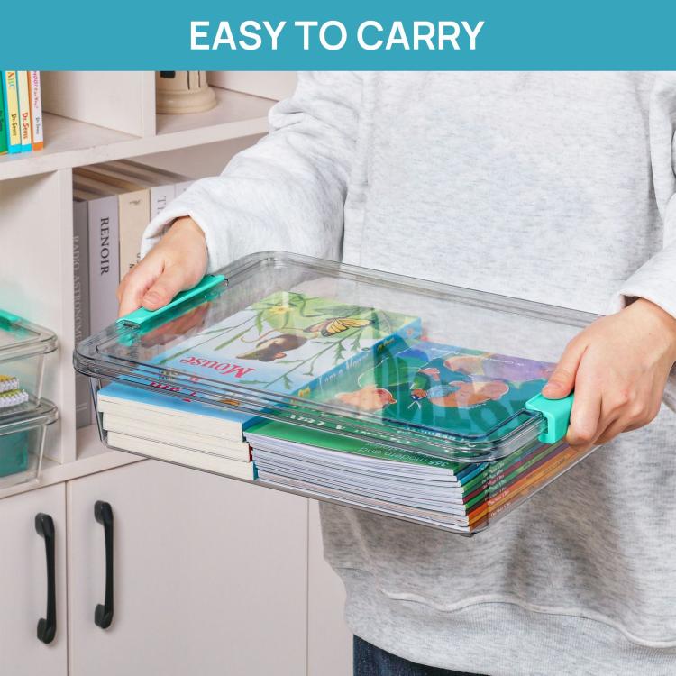 Single Transparent Stackable Storage Boxes With Lids Dustproof Plastic Toy Sorting Organizers