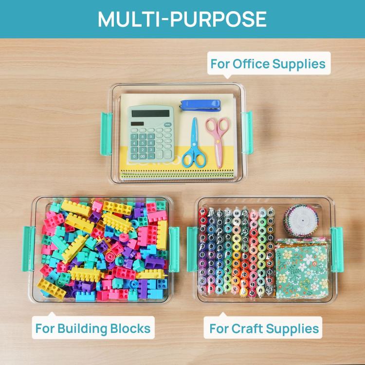 4pcs Transparent Stackable Storage Boxes With Lids Dustproof Plastic Toy Sorting Organizers