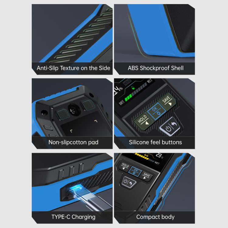 FNIRSI Wood Panel Moisture Tester Wall Surface Humidity Detector - Blue