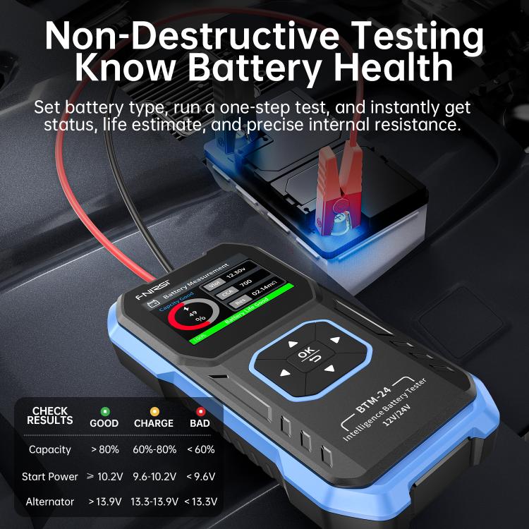FNIRSI 12V/24V Automotive Battery Voltage And Capacity Tester - BTM-24