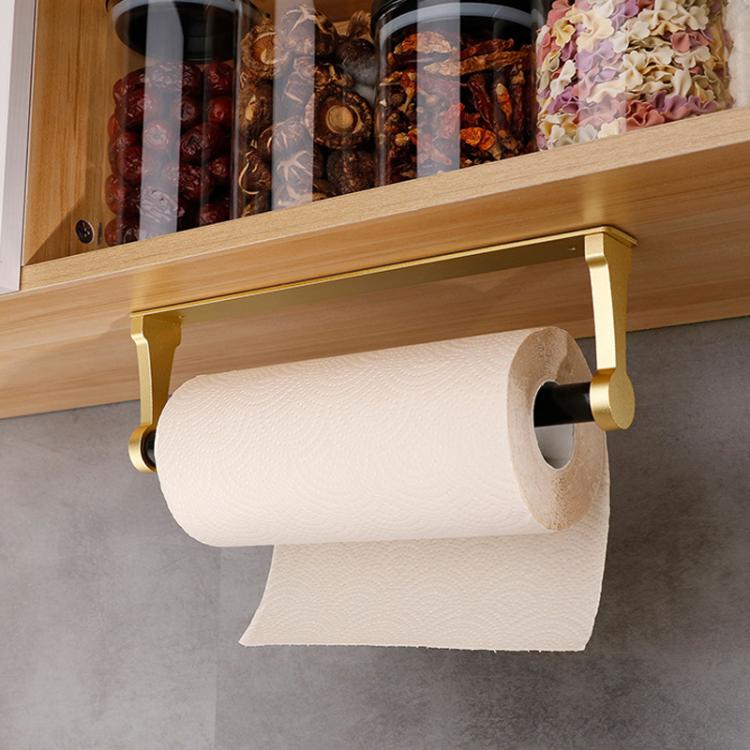 Square Aluminum Tissue Holder Adhesive Wall-Mounted Paper Towel Dispenser Toilet Paper Holder, Size: Long Black