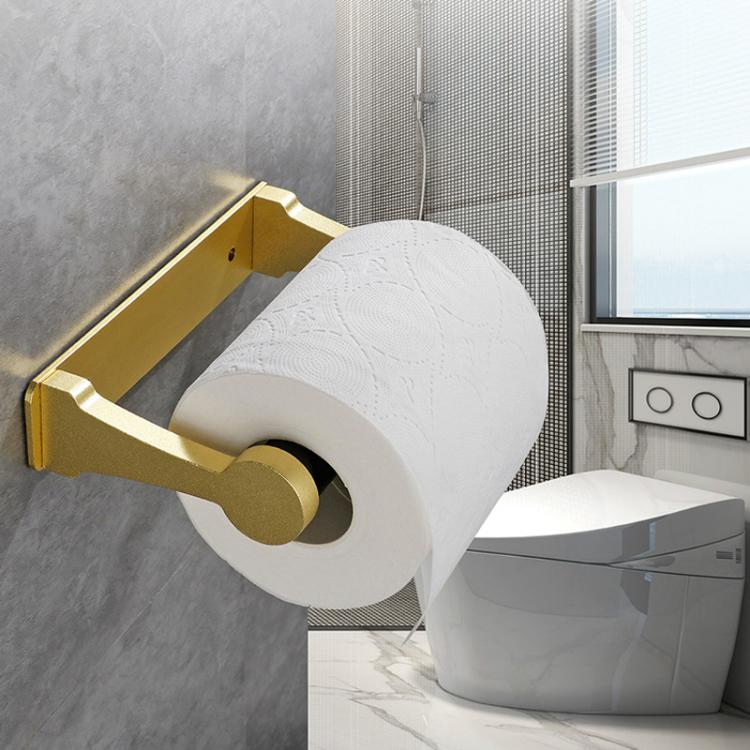Square Aluminum Tissue Holder Adhesive Wall-Mounted Paper Towel Dispenser Toilet Paper Holder, Size: Short Silver