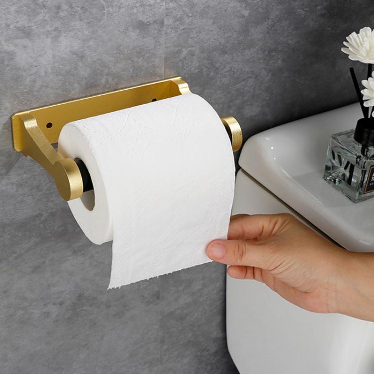 Square Aluminum Tissue Holder Adhesive Wall-Mounted Paper Towel Dispenser Toilet Paper Holder, Size: Short Silver