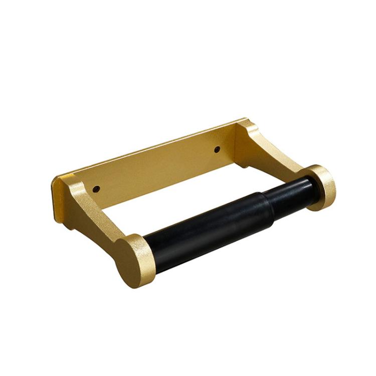 Square Aluminum Tissue Holder Adhesive Wall-Mounted Paper Towel Dispenser Toilet Paper Holder, Size: Short Gold
