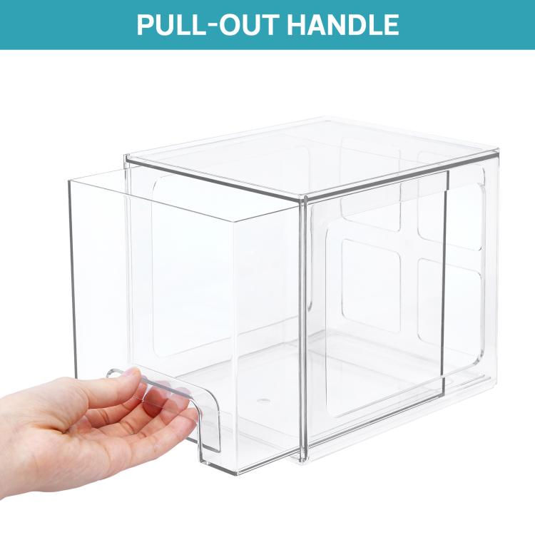 4pcs Tall Openwork Desktop Storage Box Drawer-Style Stackable Transparent Plastic Cosmetic Organizer