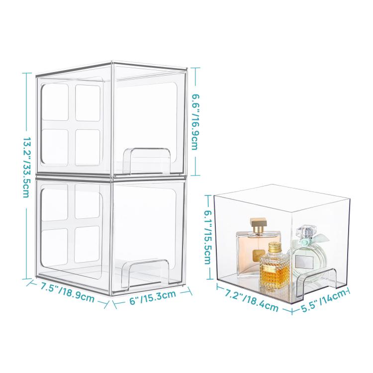 Single Tall Openwork Desktop Storage Box Drawer-Style Stackable Transparent Plastic Cosmetic Organizer