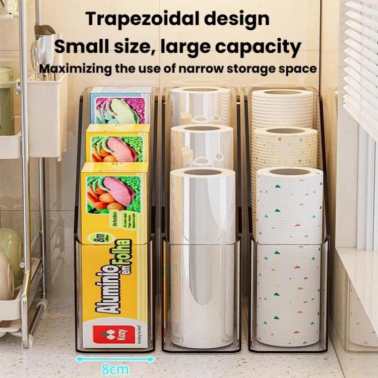 Kitchen Plastic Wrap Storage Rack Large-Capacity Organizer - Transparent