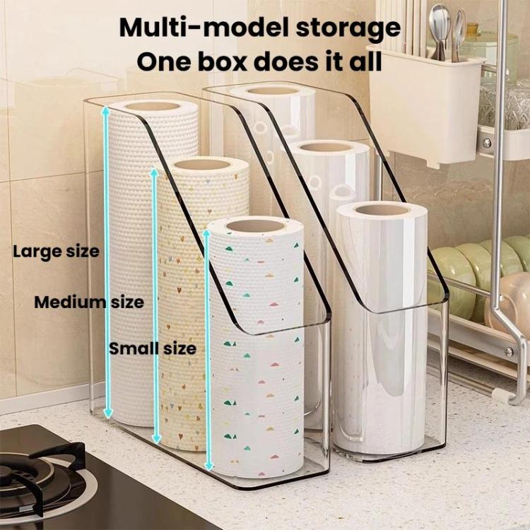 Kitchen Plastic Wrap Storage Rack Large-Capacity Organizer - Transparent