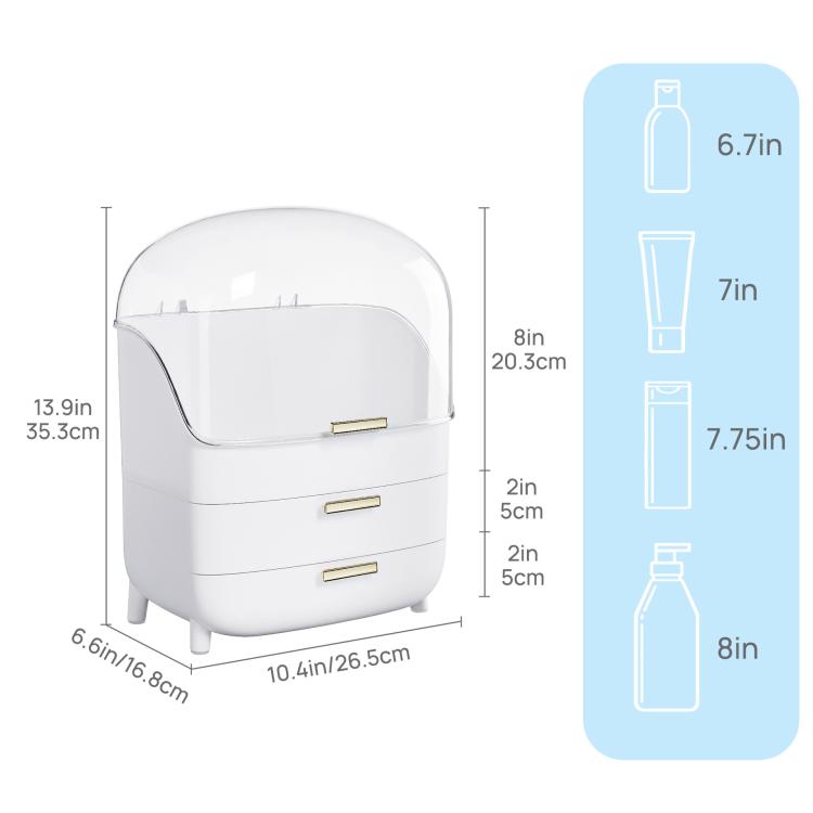 With Lid Three-Tier Cosmetic Storage Box Desktop Drawer Organizer