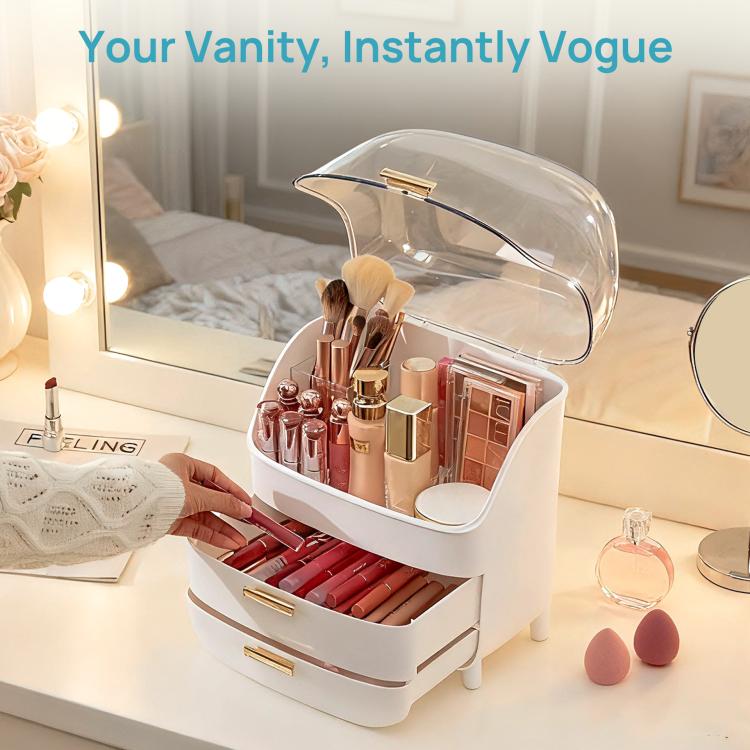No Lid Three-Tier Cosmetic Storage Box Desktop Drawer Organizer