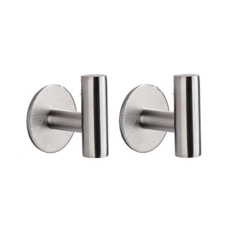 2pcs Stainless Steel Single Hook Wall Mounted Coat Hook For Bathroom, Kitchen, Entryway Adhesive Primary Color