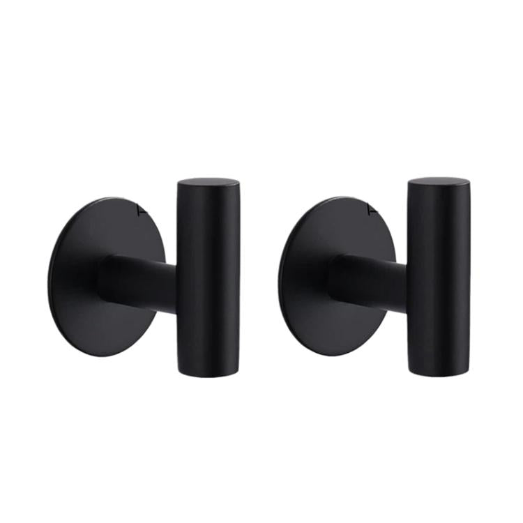 2pcs Stainless Steel Single Hook Wall Mounted Coat Hook For Bathroom, Kitchen, Entryway Adhesive Black