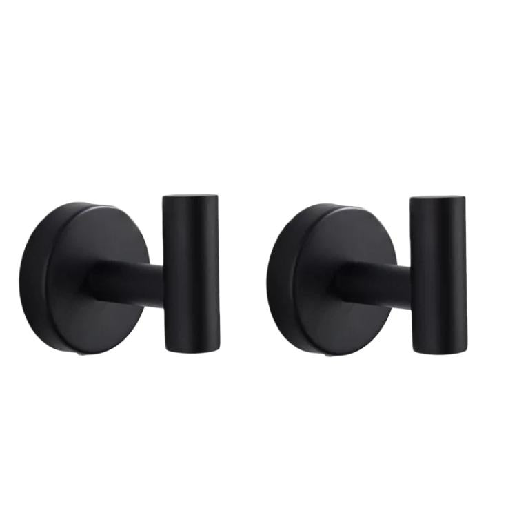 2pcs Stainless Steel Single Hook Wall Mounted Coat Hook For Bathroom, Kitchen, Entryway Drilling Black