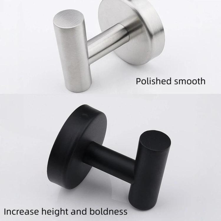 2pcs Stainless Steel Single Hook Wall Mounted Coat Hook For Bathroom, Kitchen, Entryway Drilling Black