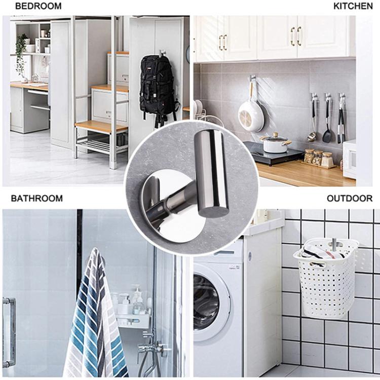 2pcs Stainless Steel Single Hook Wall Mounted Coat Hook For Bathroom, Kitchen, Entryway Adhesive Primary Color