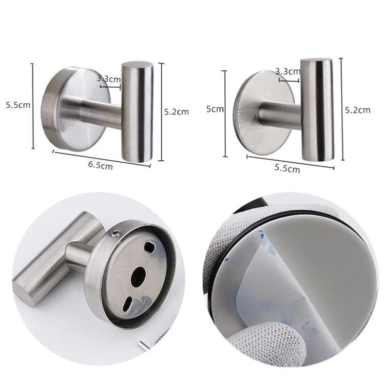 2pcs Stainless Steel Single Hook Wall Mounted Coat Hook For Bathroom, Kitchen, Entryway Adhesive Black