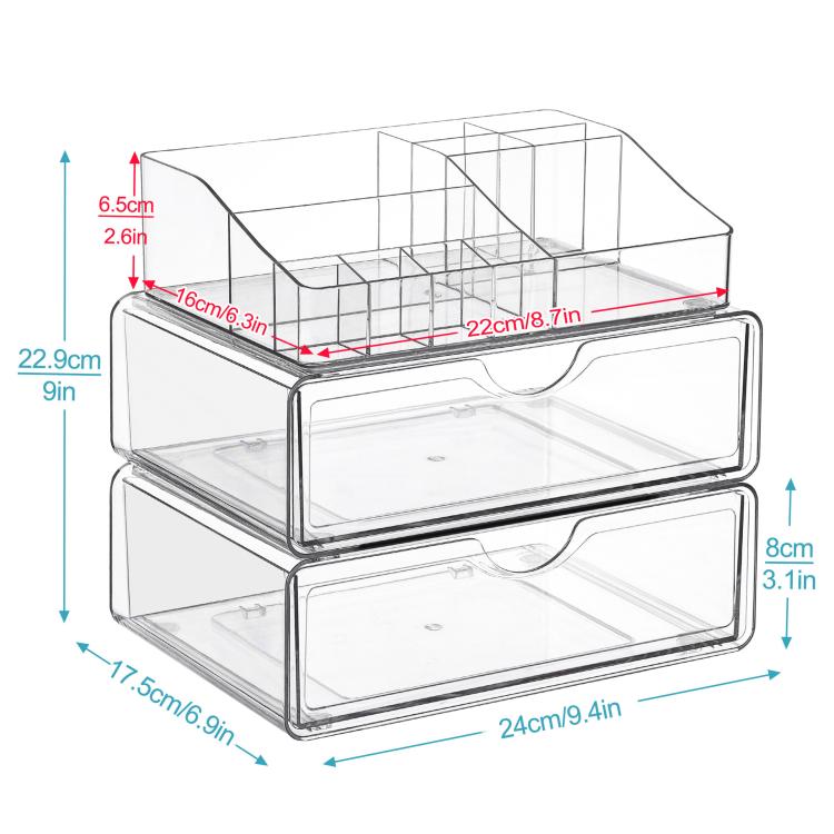 2 Single-drawer+Makeup Rack Cosmetic Transparent Desktop Storage Box