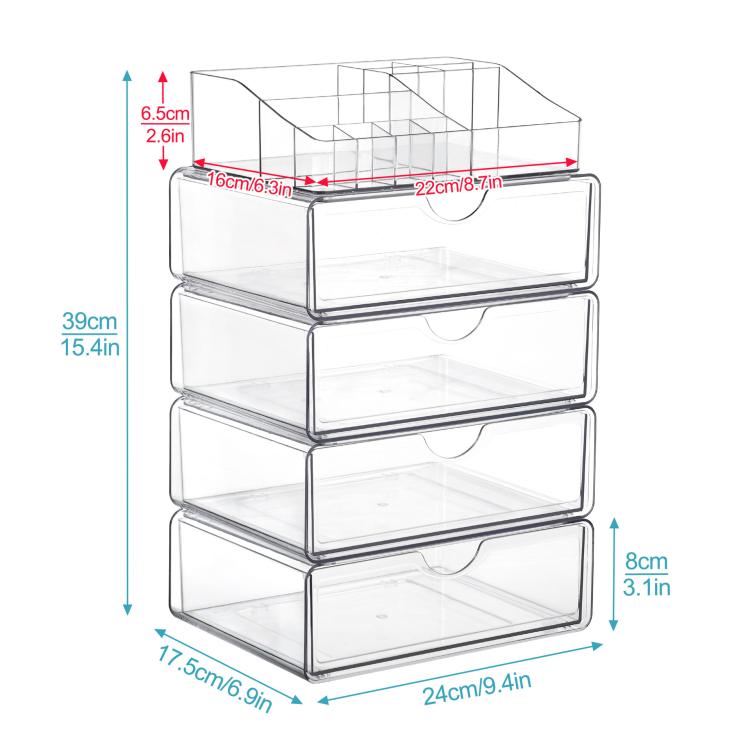 4 Single-drawer+Makeup Rack Cosmetic Transparent Desktop Storage Box