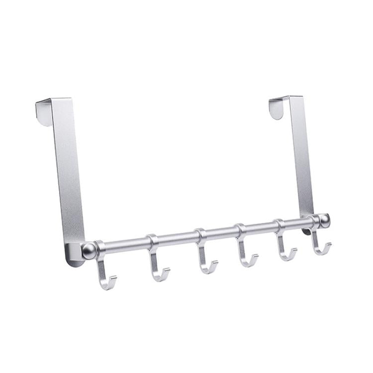 Removable Metal Over-the-Door Hooks, 5-Hook No Drill Coat Rack for Bedroom, Bathroom