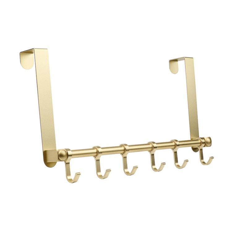 Removable Metal Over-the-Door Hooks, 5-Hook No Drill Coat Rack for Bedroom, Bathroom