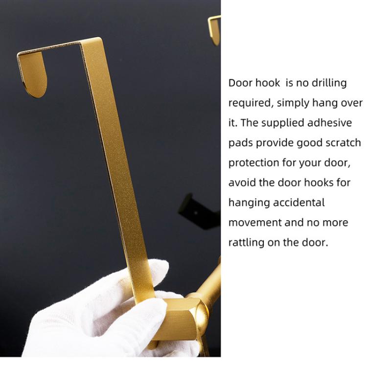 Removable Metal Over-the-Door Hooks, 5-Hook No Drill Coat Rack for Bedroom, Bathroom