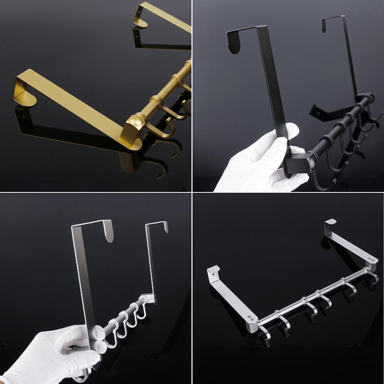 Removable Metal Over-the-Door Hooks, 5-Hook No Drill Coat Rack for Bedroom, Bathroom